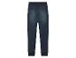 Jeans bleu foncé avec taille élastique.