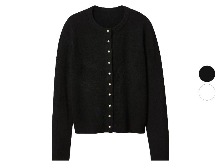 Cardigan noir avec boutons de perles et options de couleur