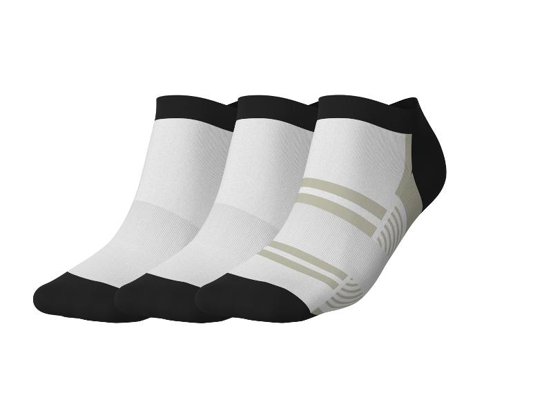 Trois paires de chaussettes de cheville blanches et noires à rayures gris clair