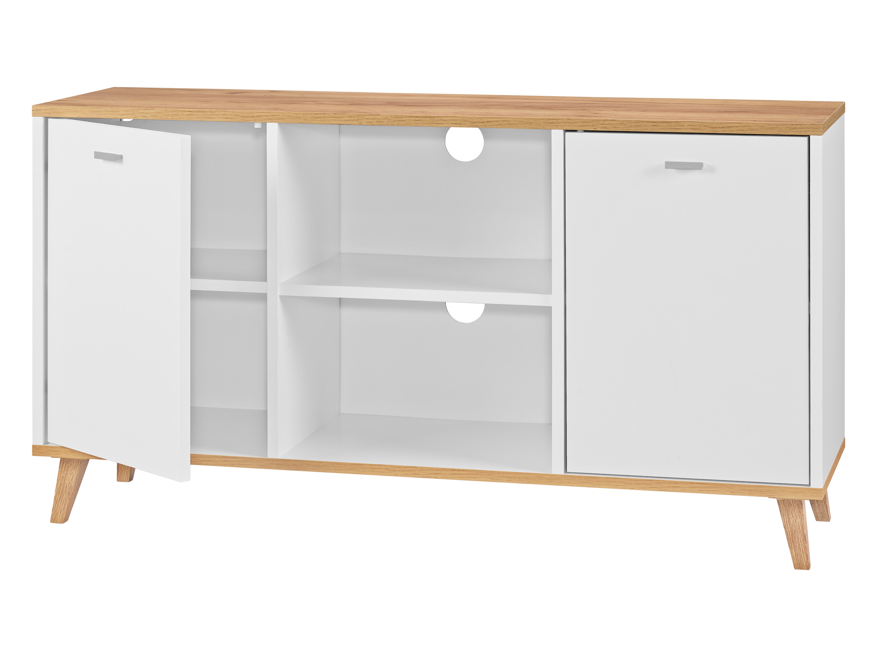 LIVARNO home Meuble bas Corfou, 113 x 60,5 x 33 cm, blanc/imitation chêne