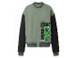 Blouson bomber vert et noir avec imprimé de personnage de jeu vidéo et texte « EST 2009 BOOM ».