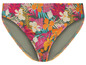 Un slip de bikini rose avec un motif tropical