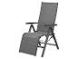 Chaise de jardin inclinable grise avec accoudoirs et repose-pieds