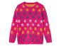 Un pull rose avec un motif d'étoiles.