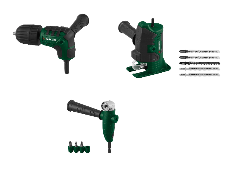Accessoires PARKSIDE® pour perceuse, scie et tournevis d'angle avec lames et embouts
