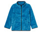 Une veste en polaire bleue avec une fermeture éclair.