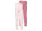 Deux paires de leggings pour filles: une avec imprimé ballerine, l'autre rose uni.