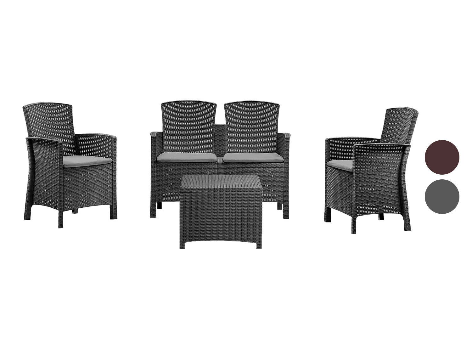 Bica Set de dining « Lido », 4 pièces - Table, canapé 2 places et 2 fauteuils