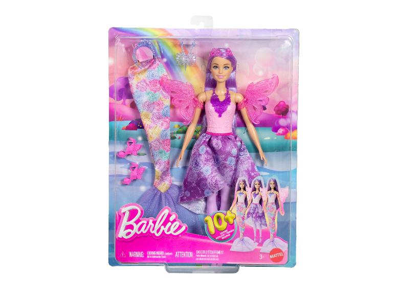 Poupée Barbie Fantasy 3-en-1 dans son emballage avec accessoires de sirène et de fée