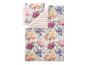 Housse de couette et taie d'oreiller à motif floral, avec des fleurs roses et violettes.