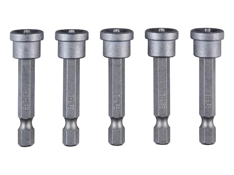 Ensemble de cinq embouts de tournevis PH2 gris avec supports magnétiques