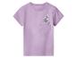 T-shirt violet avec une poche et un motif floral.