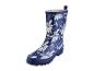 Bottes de pluie bleues à imprimé floral.