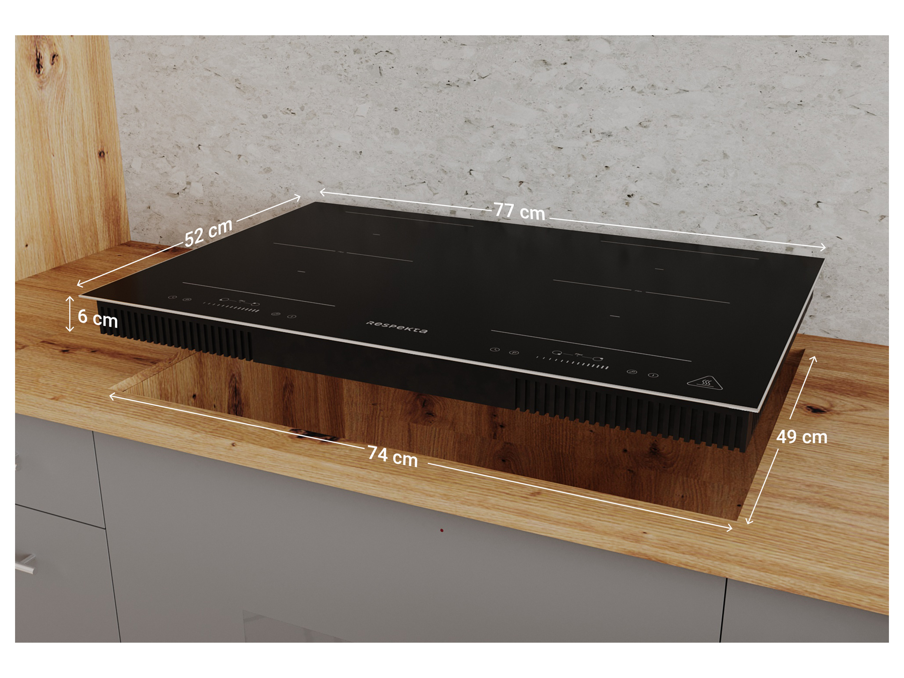Plaque de cuisson Respekta Table de cuisson vitrocéramique KM8800IF 28 autarcique 60cm cadre inox induction 4 zones de - vue 4