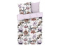 Une housse de couette à motifs floraux avec des tulipes, des iris et des pivoines.