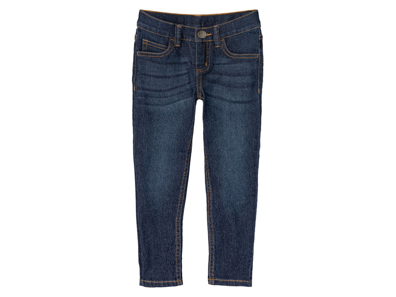 Un jean bleu foncé pour enfants.