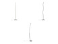 Trois lampes sur pied modernes aux formes courbes et droites.