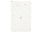 Drap-housse blanc avec étoiles et points dorés.