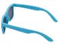 Lunettes de soleil bleues avec verres foncés, vues de dessus.
