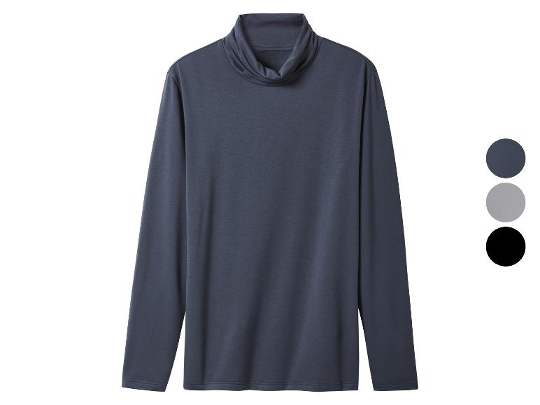 T-shirt à col roulé gris foncé à manches longues, avec options de couleur affichées.