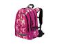 Sac à dos scolaire rose à motif floral avec poches latérales en filet