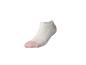 Chaussette invisible blanche avec pointe et talon roses.