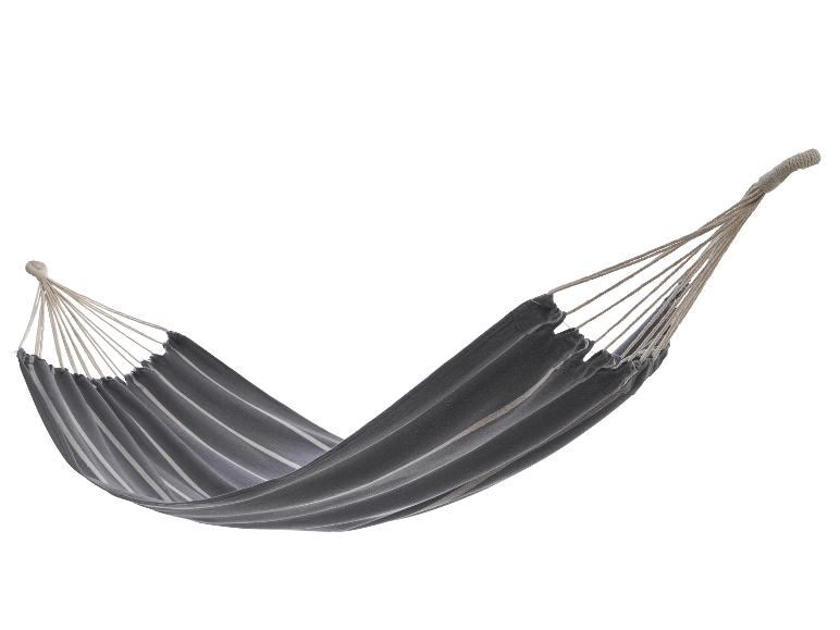 Hamac rayé dans les tons gris et blanc