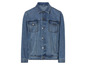 Une veste en jean bleue avec des boutons.