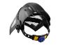 Masque de soudeur noir avec visière.