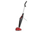 Une vapeur nettoyeuse noire et rouge avec un long manche.