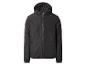 Veste noire à capuche pour homme avec fermeture éclair et poches.