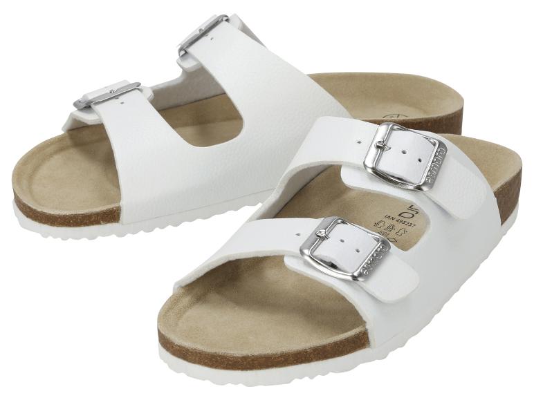 Sandales femme Esmara blanches à deux brides et boucles