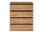 Une commode en bois avec quatre tiroirs.