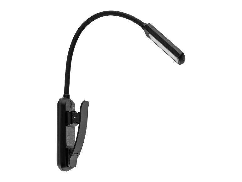 Lampe de lecture LED noire à pince avec col flexible
