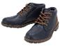Bottines homme bleu marine à lacets avec fermeture éclair et détails marron.