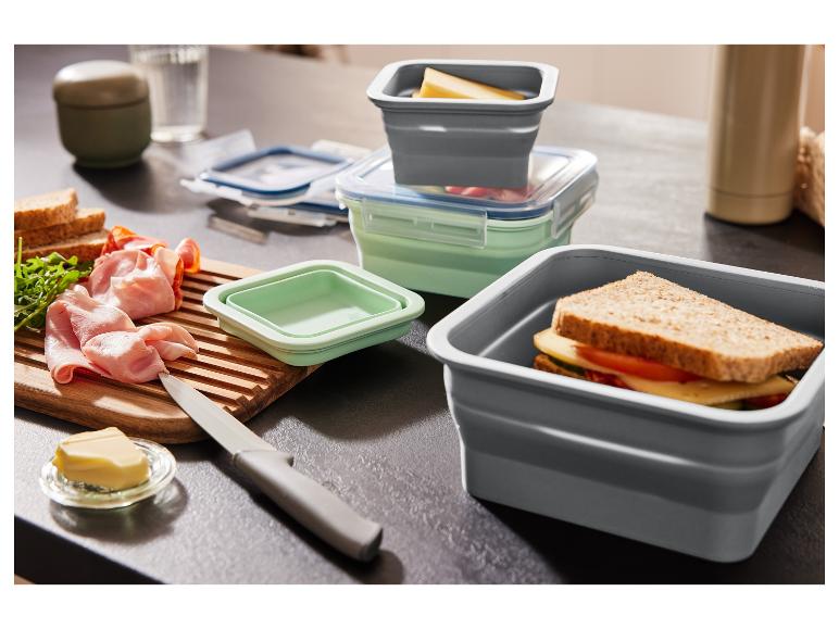Boîtes repas pliables, sandwich, charcuterie et fromage.
