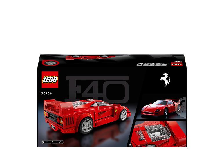 Boîte Lego Speed Champions avec une Ferrari F40 rouge.