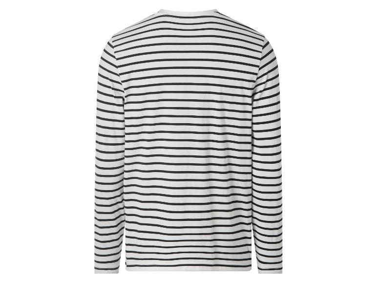 T-shirt rayé noir et blanc à manches longues pour homme, vue de dos.