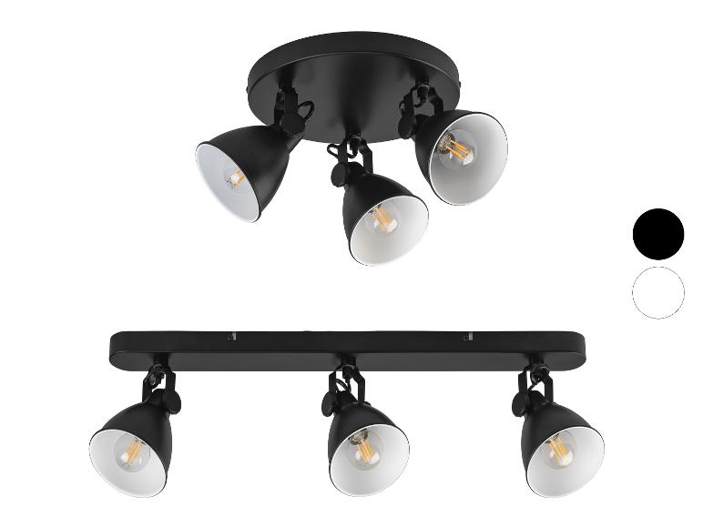 Spots de plafond noirs avec trois et quatre ampoules.