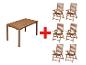 Ensemble table et 8 chaises pliantes en bois pour extérieur.