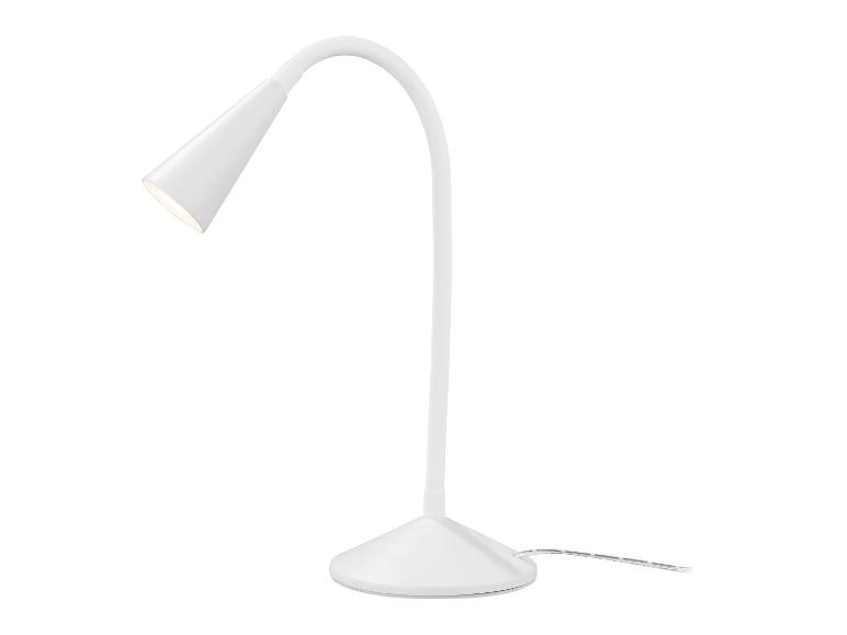 Lampe de bureau blanche avec bras flexible et abat-jour conique