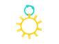 Anneau de dentition bébé jaune en forme de soleil avec poignée turquoise