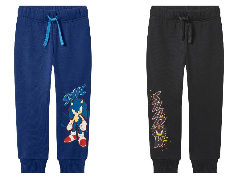 Deux pantalons de jogging pour enfants : bleu avec Sonic et noir avec Shadow.