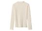 Un haut côtelé crème à manches longues avec un ourlet volanté.