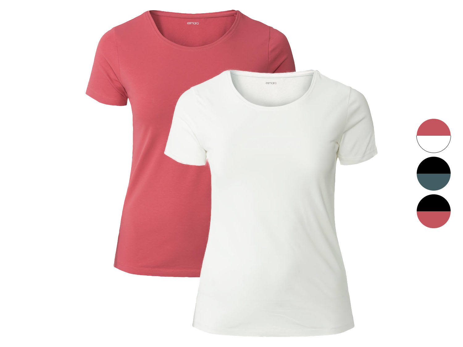 esmara® Lot de 2 t-shirts manches courtes femme