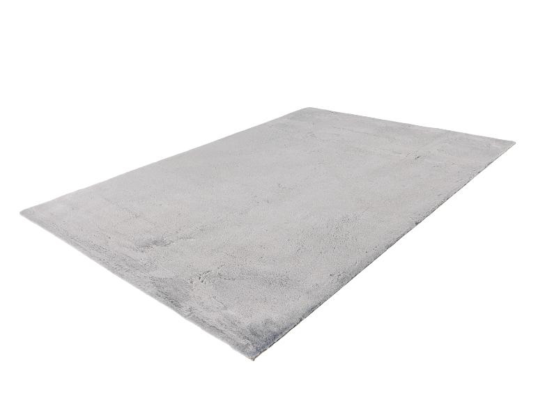 Tapis rectangulaire gris clair à poils longs