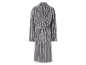 Un peignoir gris à rayures.