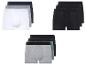 Trois paires de boxers en noir, gris, blanc et vert.