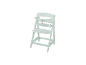 Chaise haute bébé en bois vert clair avec ceinture de sécurité et plateau