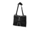 Un tabouret pliant portable noir avec des accents gris.